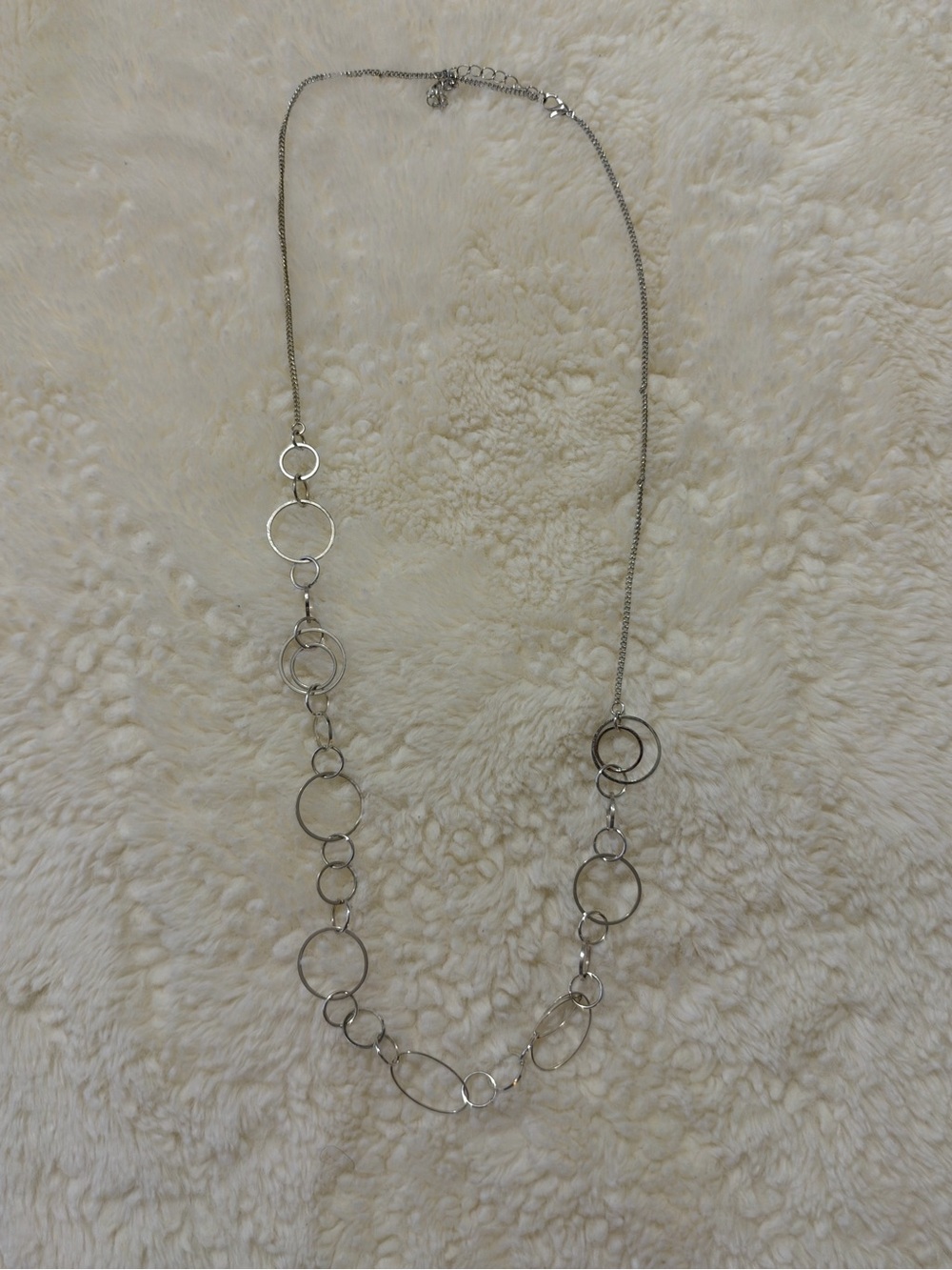 Source Unknown Silver Linked Circle Long Necklace